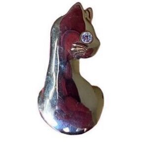 Cat gold tone, rhinestone, eye pin/brooch 2 inch